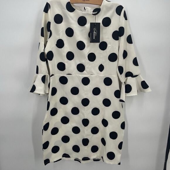 Dresses & Skirts - Mixinni Big Polka Dot Dress With 3/4 Bell Sleeve Womans Suze XXL #9P